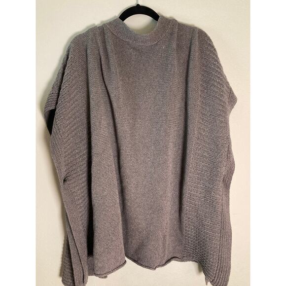 Women's Organic Cotton Grey Knit Poncho Sweater ~ Effortless Elegance - Picture 7 of 7
